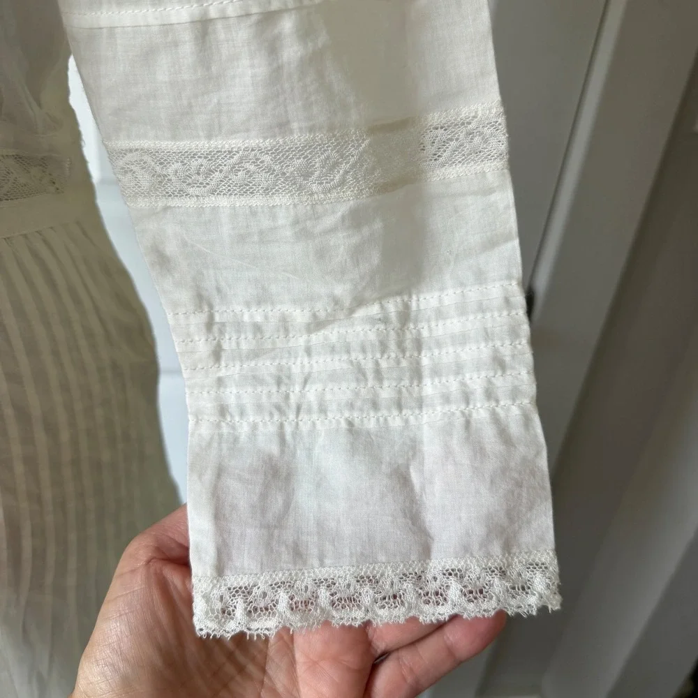 Polo Ralph Lauren Cream Lace Pintuck Edwardian Maxi Dress Vintage Style Size 4 - Picture 7 of 16